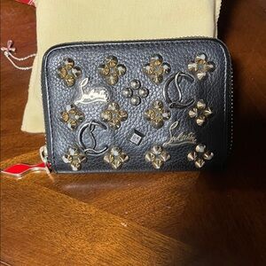 Christian Louboutin Black and Gold Studded Wallet